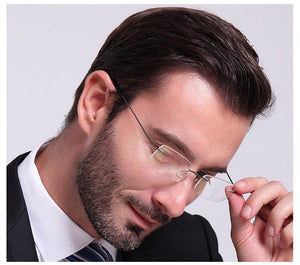 Rimless Titanium Glasses Frames Men Flexible Optical Frame Retro Glasses - JACKMARC - JACKMARC.COM