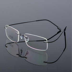 Rimless Titanium Glasses Frames Men Flexible Optical Frame Retro Glasses - JACKMARC - JACKMARC.COM