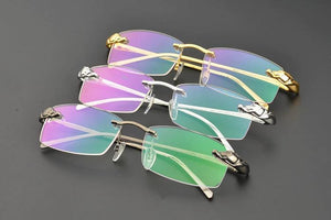 Rimless Titanium Glasses Men Leopard Spectacles for Prescription Eyewear Ultralight - JACKMARC.COM