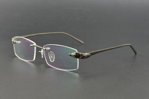 Rimless Titanium Glasses Men Leopard Spectacles for Prescription Eyewear Ultralight - JACKMARC.COM