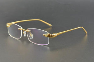 Rimless Titanium Glasses Men Leopard Spectacles for Prescription Eyewear Ultralight - JACKMARC.COM