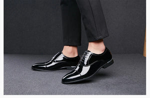 Shiny Black Antiwrinkle Shoes - JACKMARC.COM