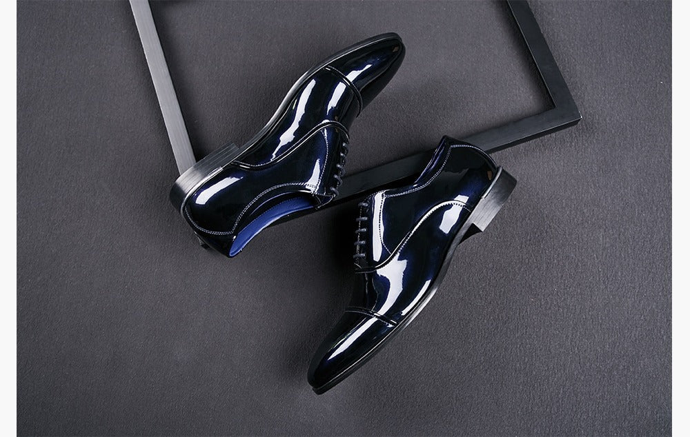 Shiny Black Antiwrinkle Shoes - JACKMARC.COM