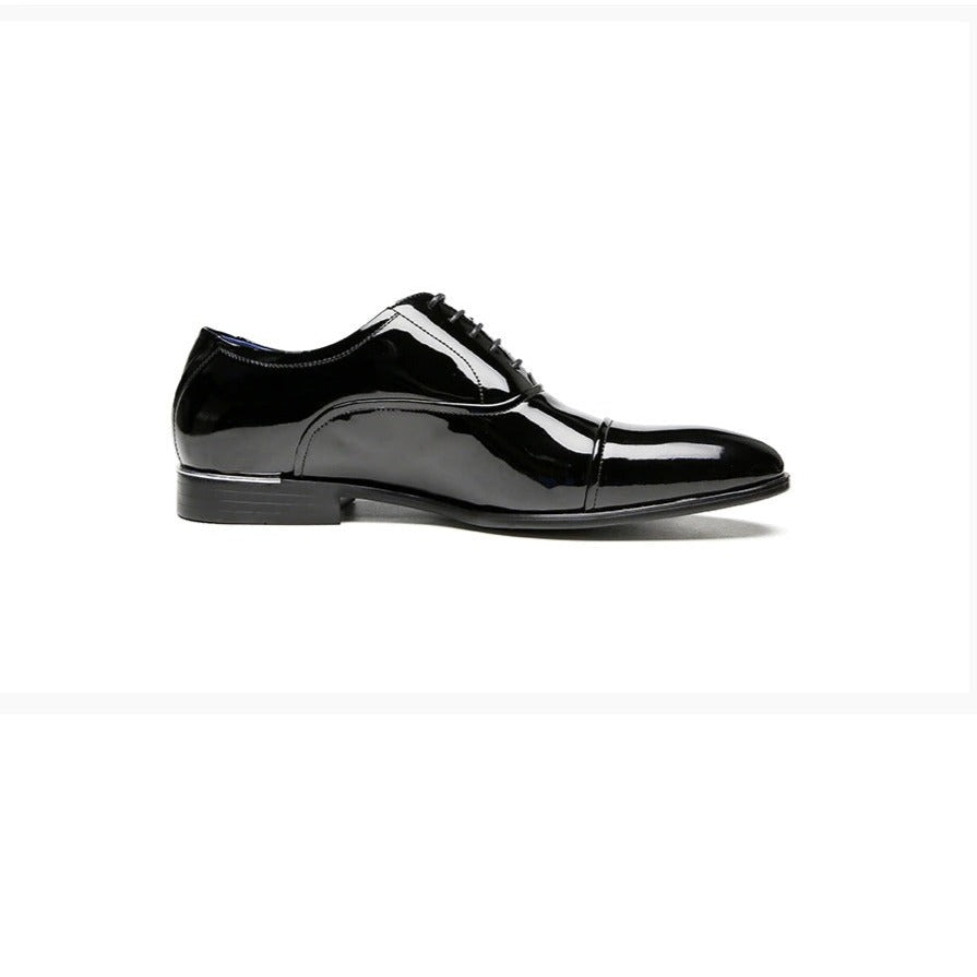 Shiny Black Antiwrinkle Shoes - JACKMARC.COM