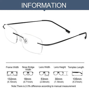 Titanium Alloy Rimless Glasses Frame for Men - JACKMARC.COM