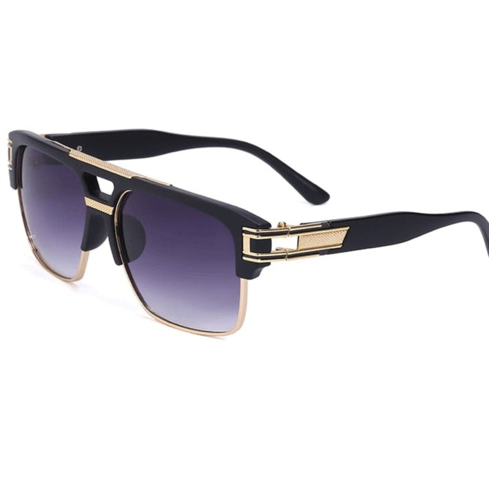 Trendy Luxury Men Sunglasses Square Large Frame Mirror Gradient Clear Lens Metal Shades - JACKMARC.COM