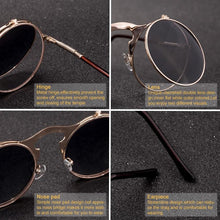 Load image into Gallery viewer, Vintage Retro Round Steampunk Flip Up Sunglasses - JACKMARC.COM
