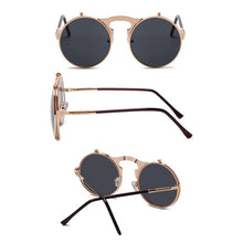 Load image into Gallery viewer, Vintage Retro Round Steampunk Flip Up Sunglasses - JACKMARC.COM
