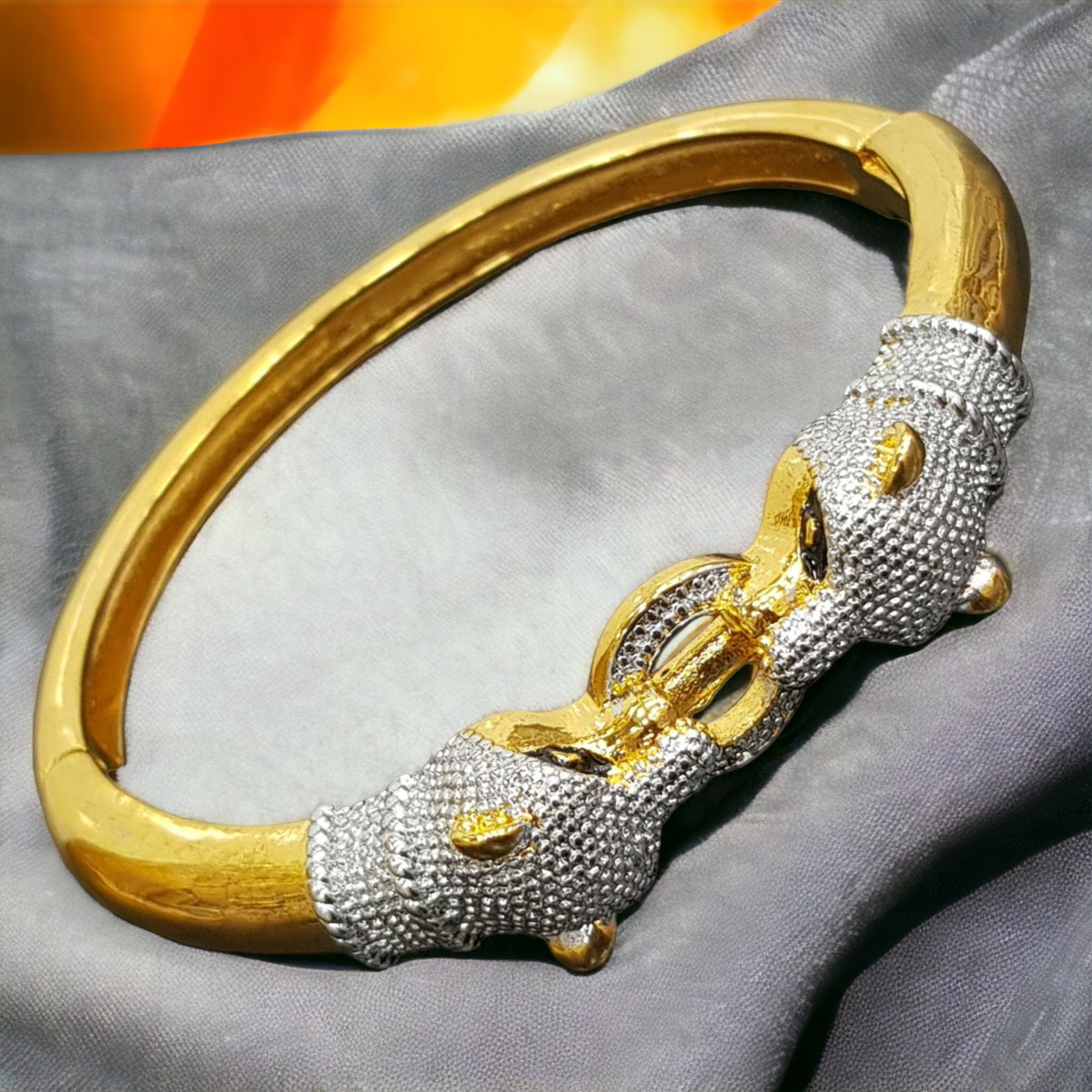 Jack Marc Jaguar Silver Gold Bracelet For Men