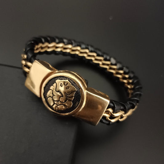 New Shree Ganesh Devotional Gold Bracelet For Men-Jack Marc