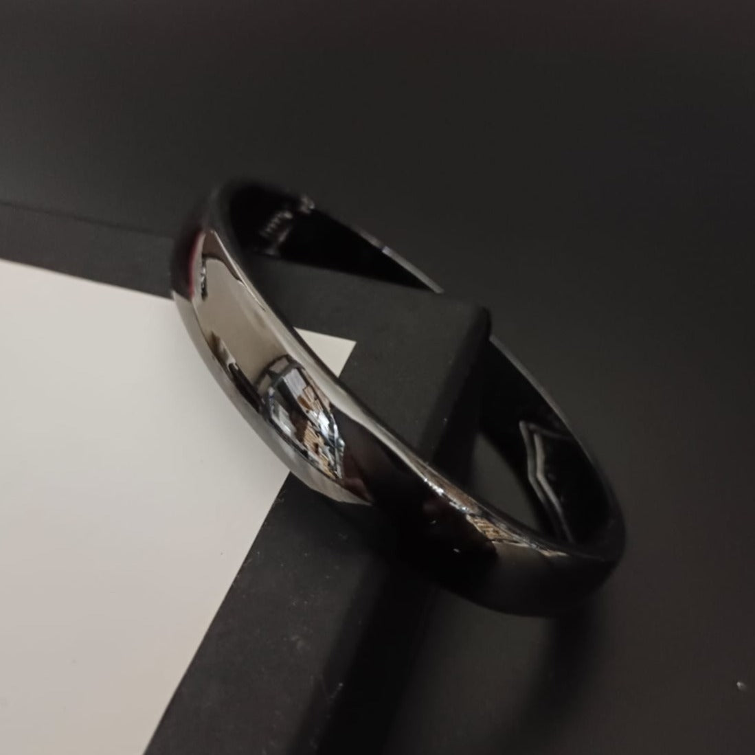 New Chrome Finish Black Kada Bracelet For Men and Women Jack Marc