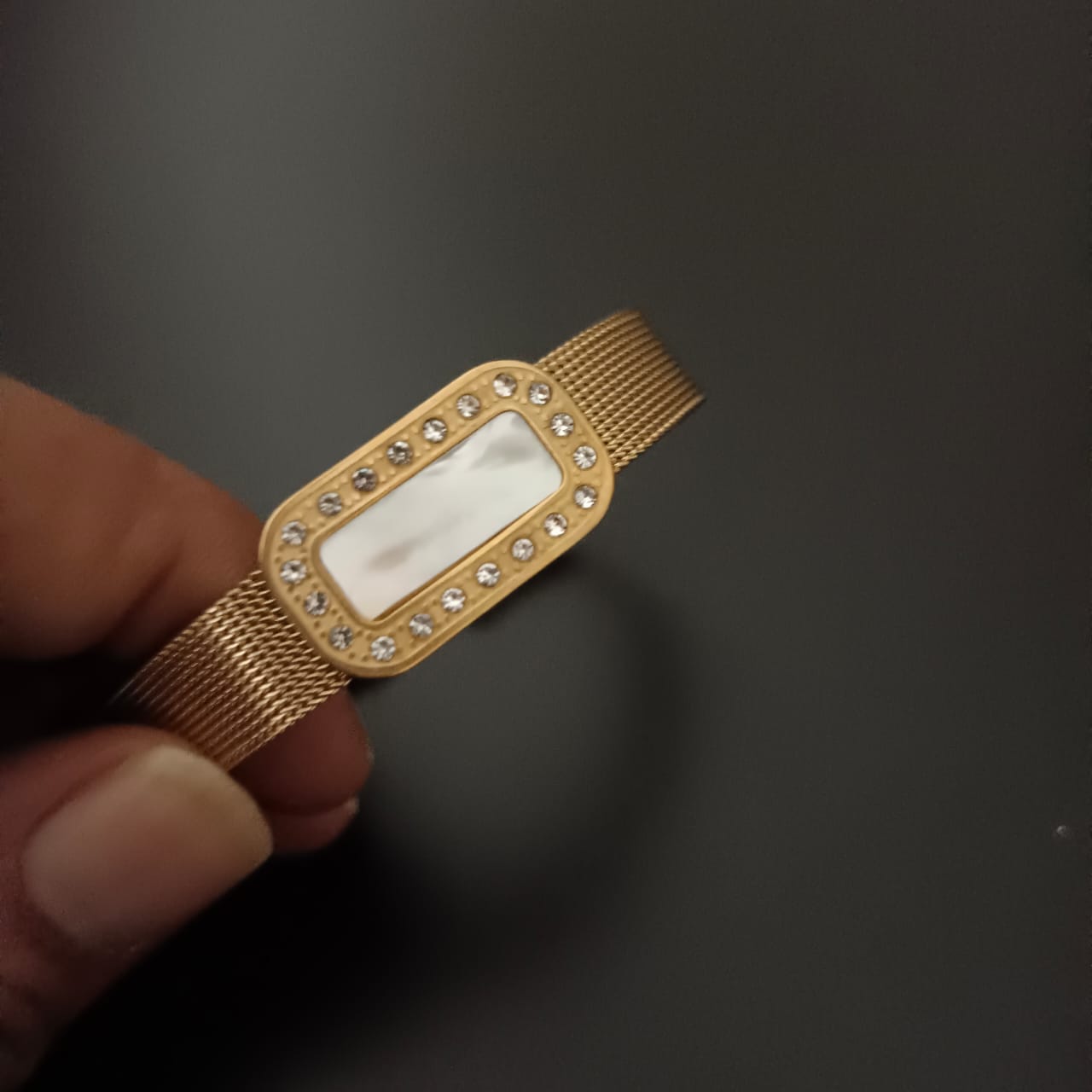 New Golden Rectangular Watch Design Bracelet For Women and Girl-Jack Marc (White Gold Dial)