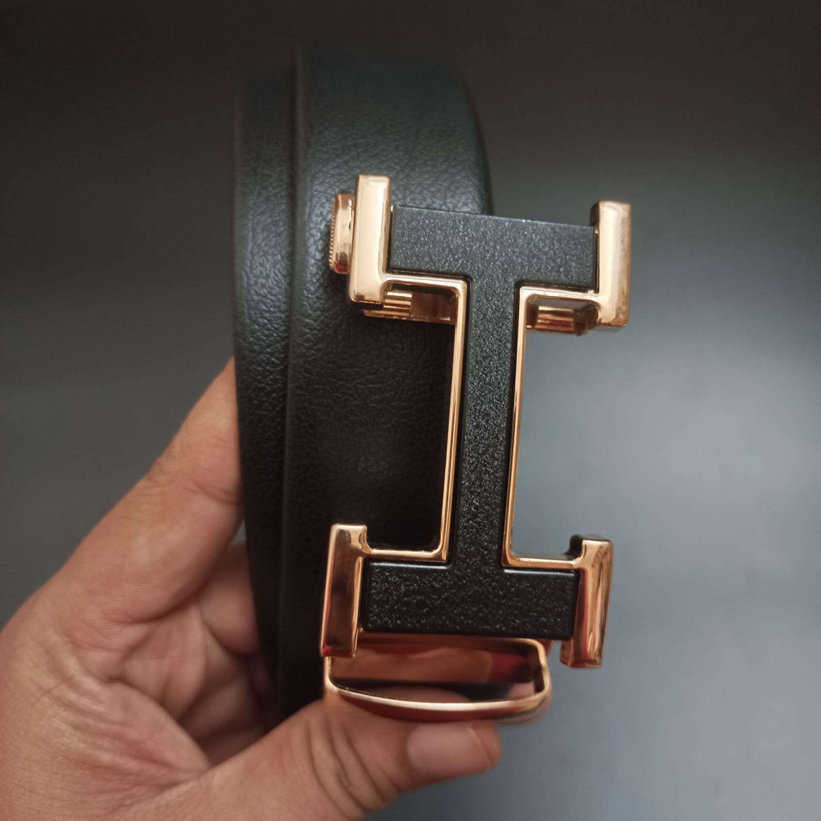 Luxury Designer H Brand Designer Belts Men High Quality PU Leather Belt Buckle Strap for Jeans-JACKMARC Black