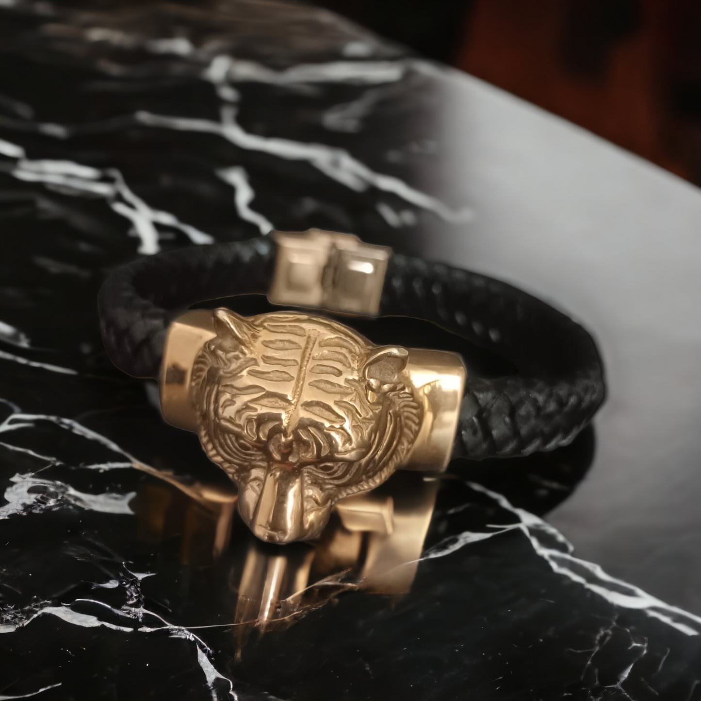 Jack Marc New Gold Tiger Bracelet For Men