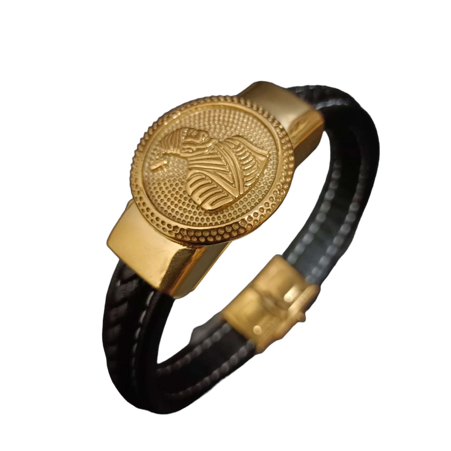 Jack Marc New Shivaji Maharaj Devotional Gold Bracelet For Men