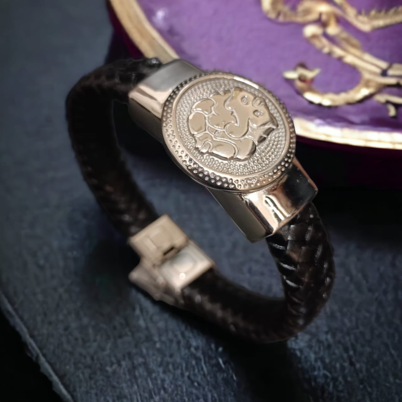 Shree Ganesh Silver Bracelet For Men