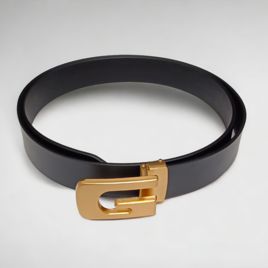 Jack Marc Men's Fashion Black Gold Needle Buckle Leather Belt (28-40cm) 35mm Belt