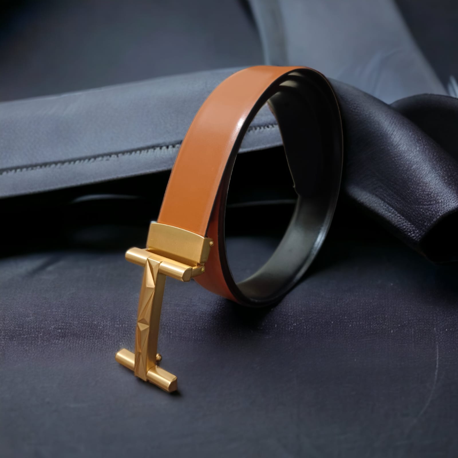 Jack Marc Fashion Brown Leather Needle Buckle Belt For Men