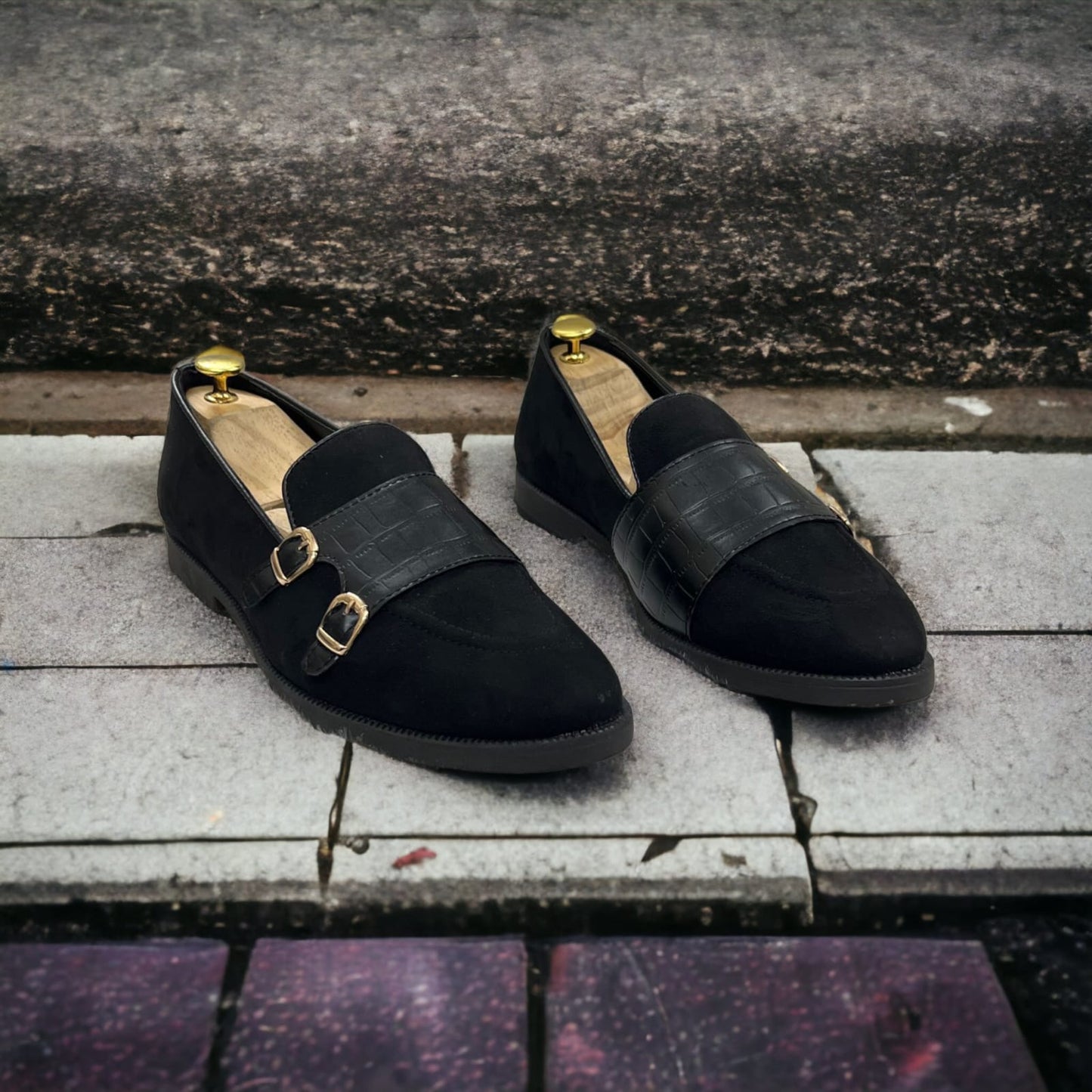 Jack Marc Double Monk Suede Shoes For Men