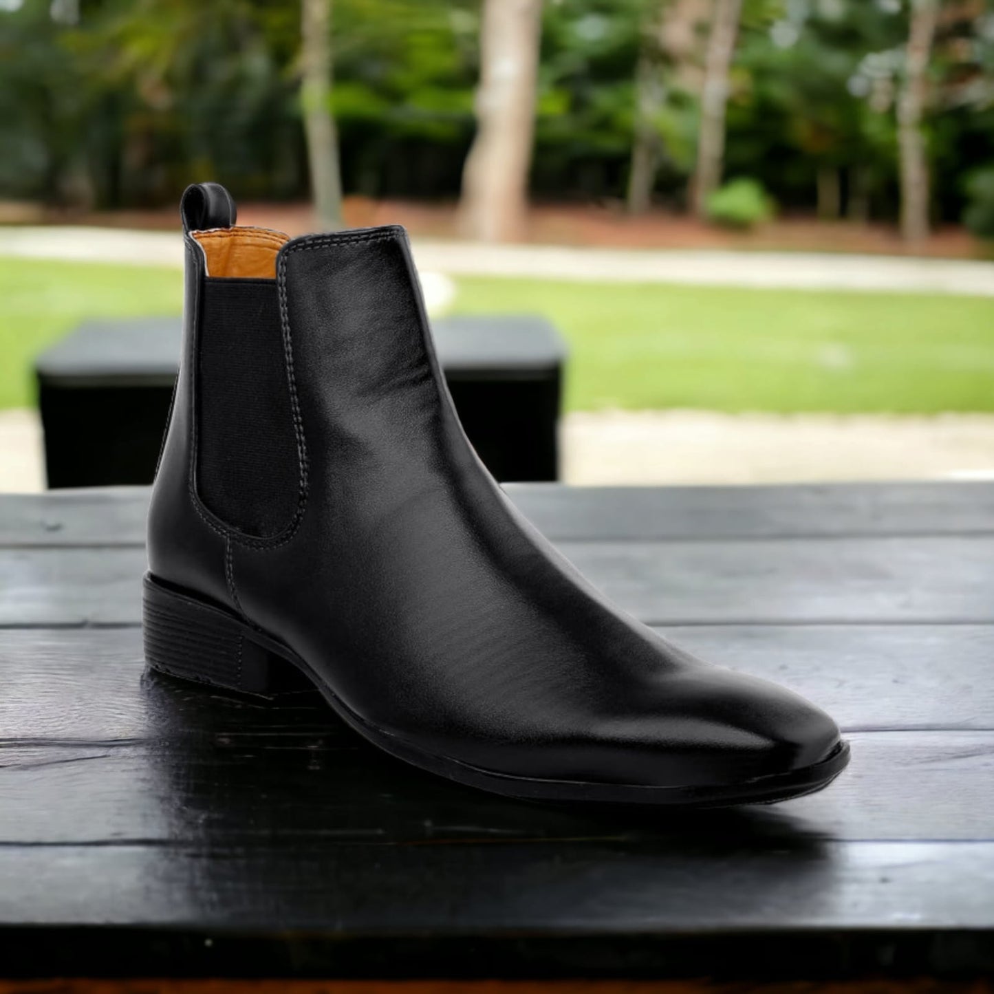 Jack Marc Men's Stylish Black Formal and Casual Wear British Chelsea Ankle Boots