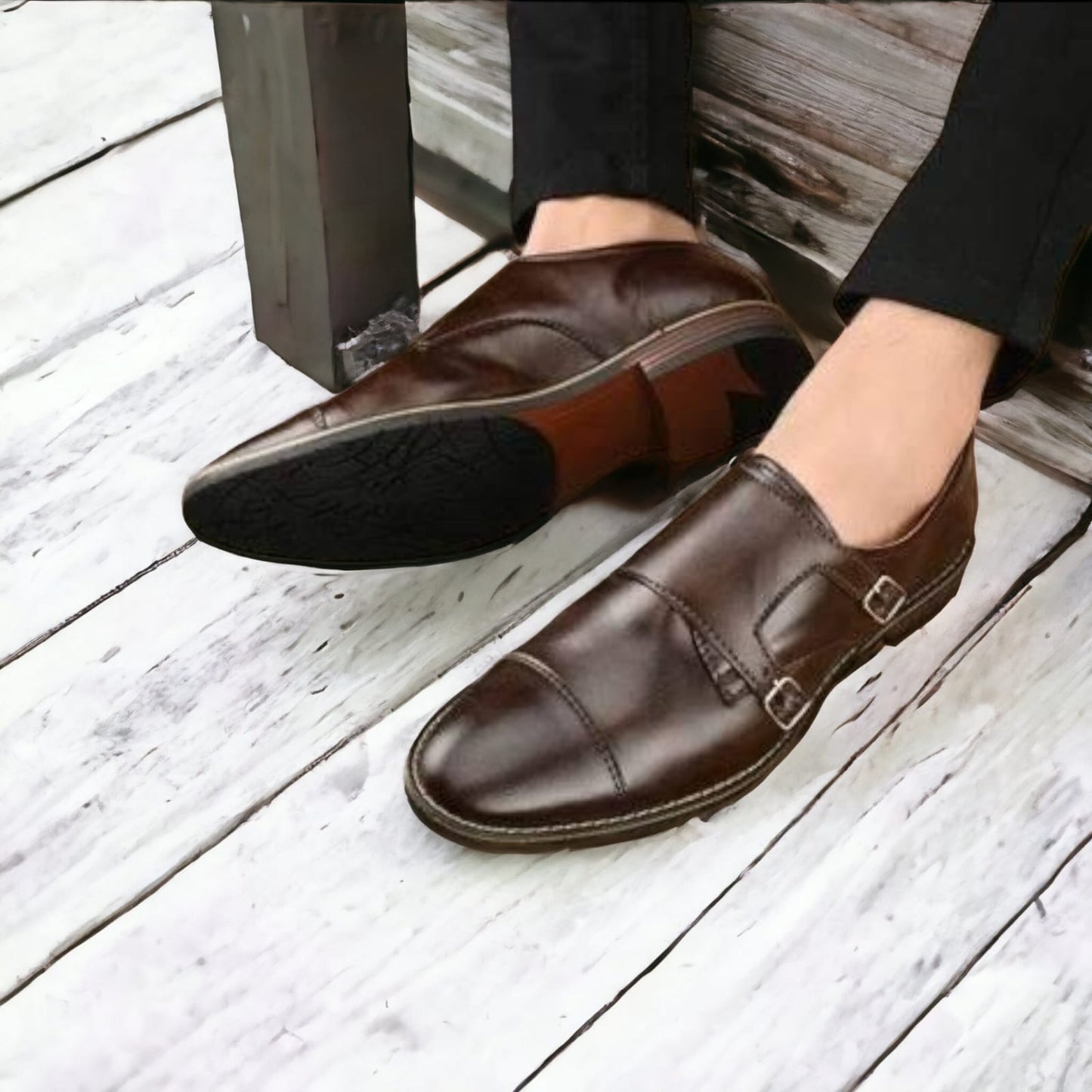 Jack Marc Double Monk Formal Shoes For Men Party Wear Casual Wear
