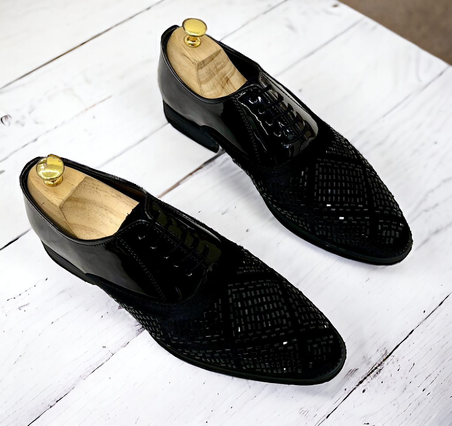 Jack Marc Fashion Rhinestone Lace-up Shoes for Men Party and Casual Wear