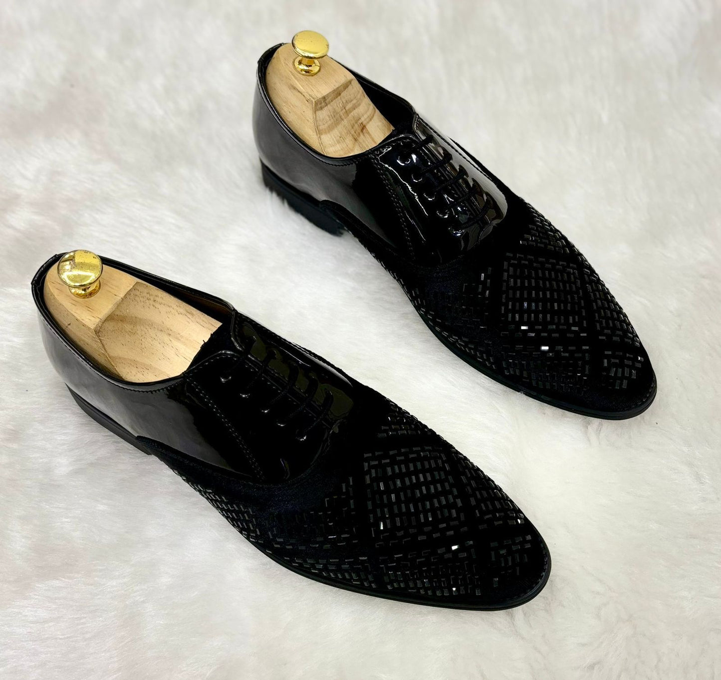Jack Marc Fashion Rhinestone Lace-up Shoes for Men Party and Casual Wear
