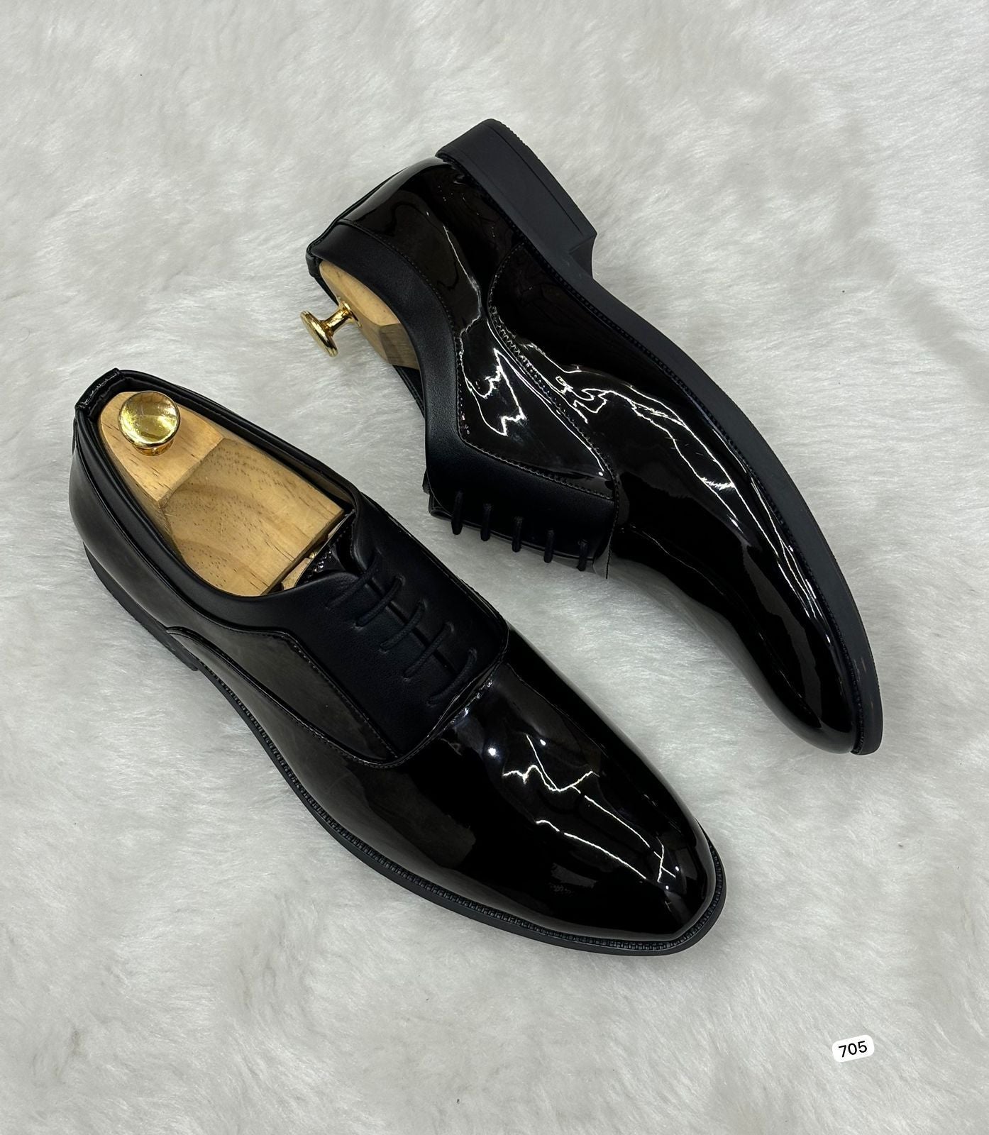 Jack Marc Shiny Oxford Lace-up Shoes Formal Style from Business to Black-Tie