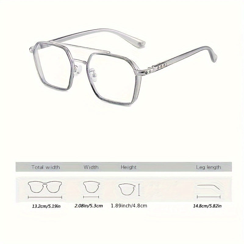 Double Bridge Square Frame Clear Lens Glasses