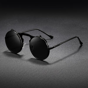 Vintage flip up luxury round sunglasses