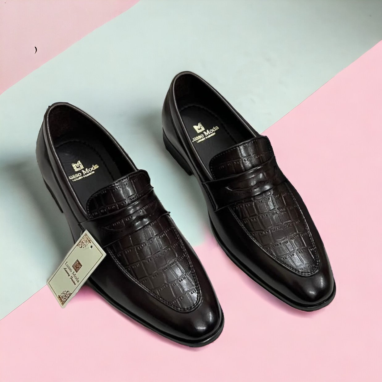 Jack Marc Premium Croco Design Loafers for Men