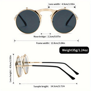 Vintage flip up luxury round sunglasses