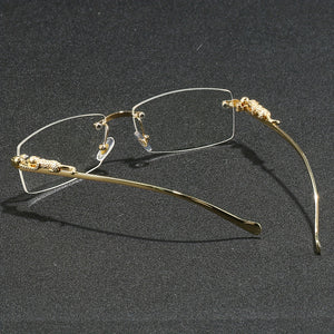 Rectangular Metal Rimless Anti-Blue Light Eyeglasses