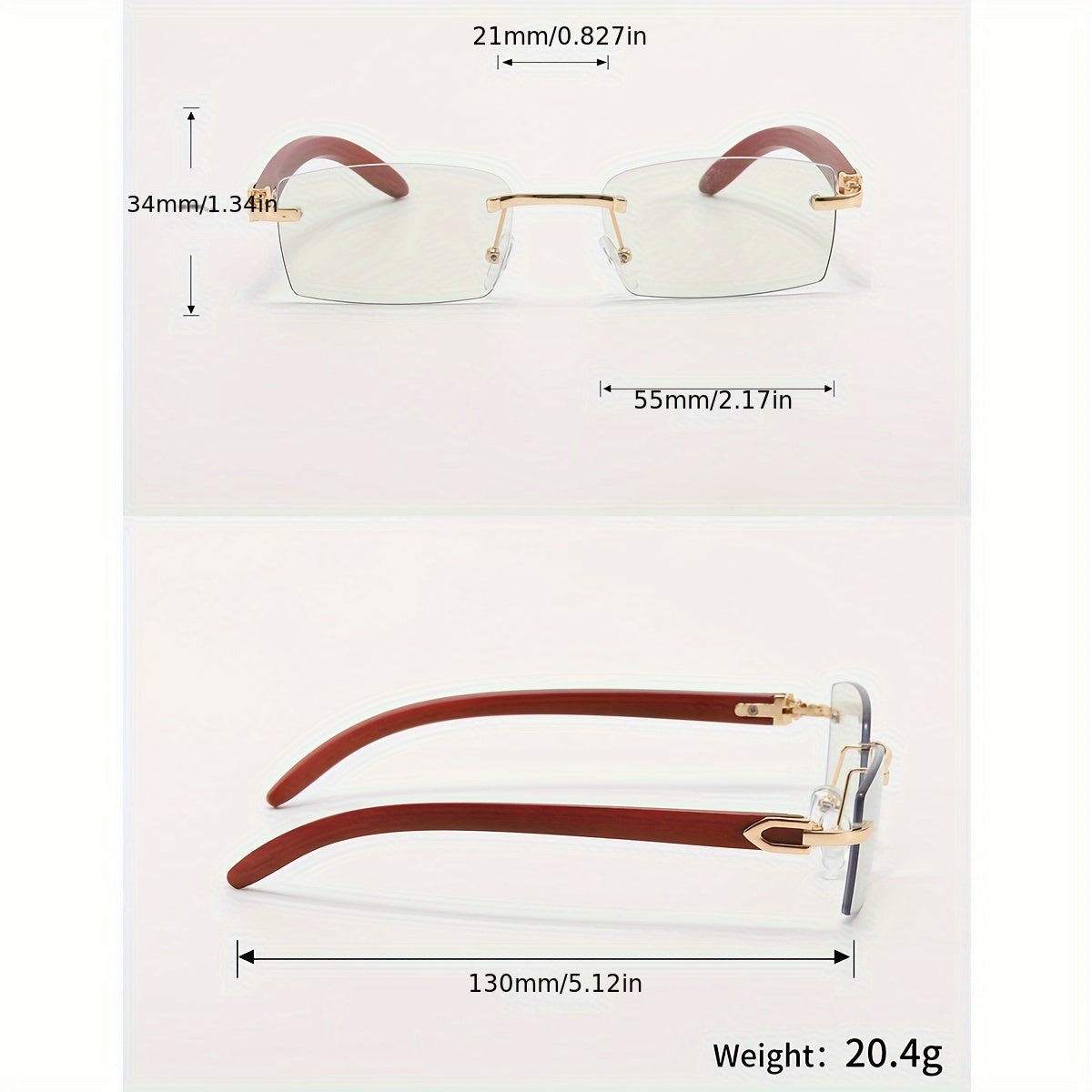 Vintage Rimless Non-Prescription Glasses for Men