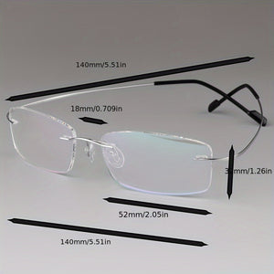 Unisex Casual Frameless Eyeglasses – Ultra-Light Memory Titanium Alloy