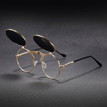 Load image into Gallery viewer, Vintage flip up luxury round sunglasses
