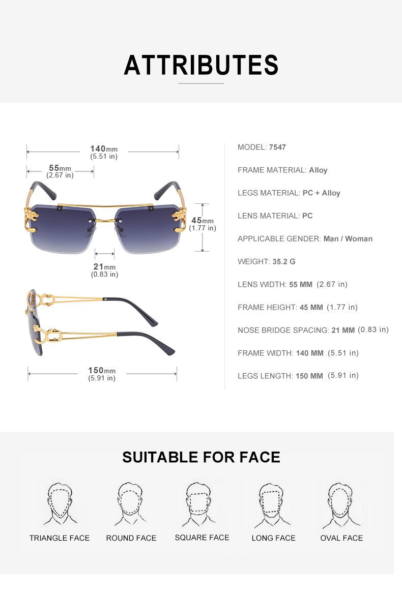 Buy New Steampunk Retro Rimless Sunglasses for Men - Jack Marc