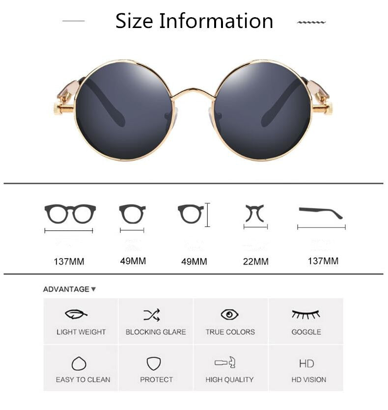 Buy New Round Metal Sunglasses Steampunk Men Women Fashion Glasses-JackMarc