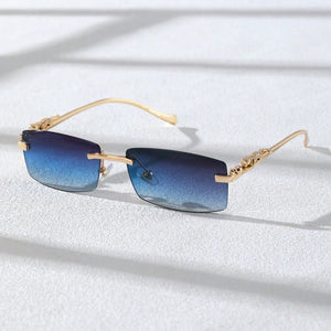 Rimless Rectangle Sunglasses - UV400 Protection