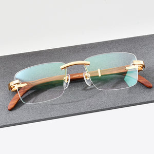 New Redwood Temple Rimless Optical Glasses Frame