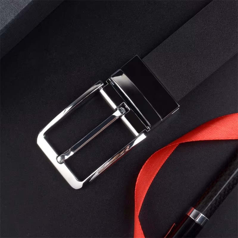Men's Double-Sided Genuine Black Brown Leather Belt