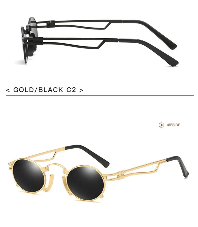 Alloy Small Punk Oval UV400 Sunglasses