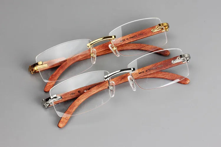 Wooden Rimless Eyeglass Frame