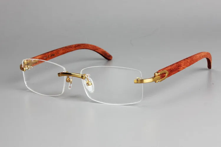 Wooden Rimless Eyeglass Frame