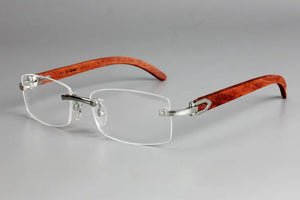 Wooden Rimless Eyeglass Frame