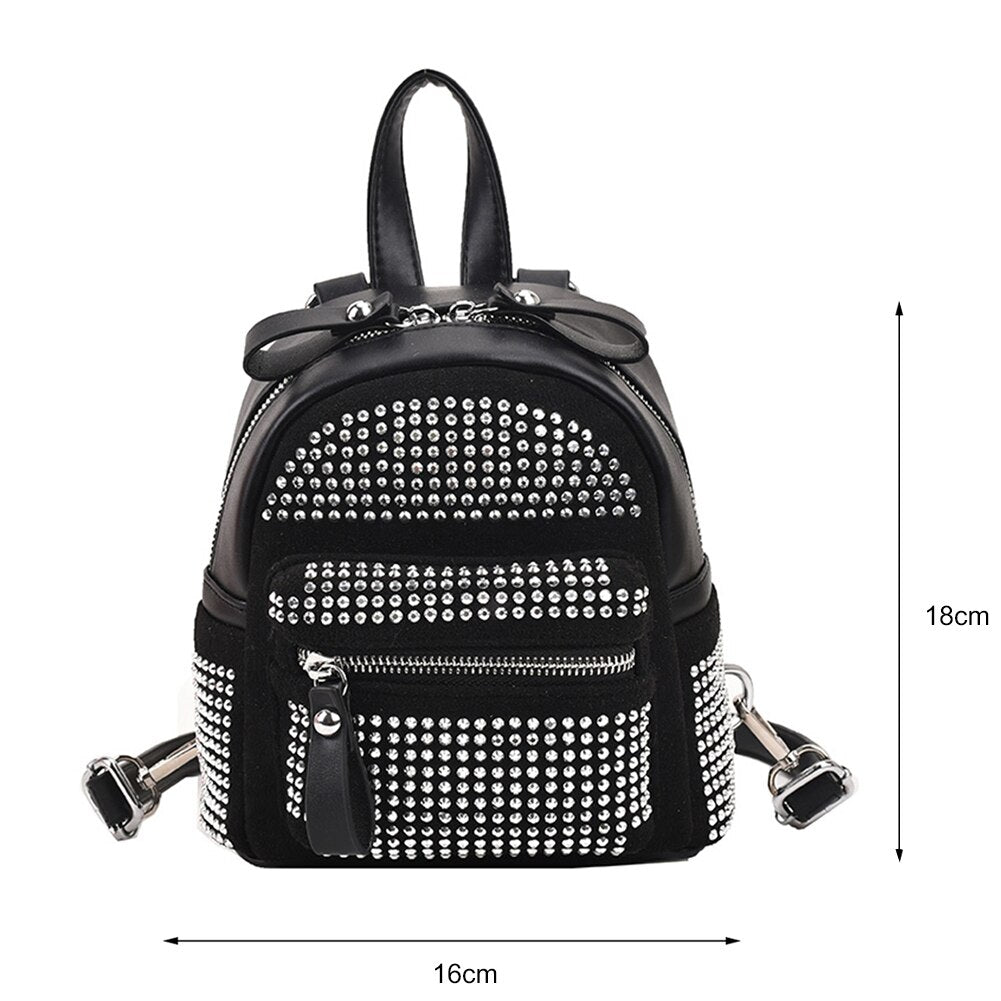 Buy New Small Rhinestone Backpack for Women Fashion Crystal Travel Casual Shoulder Bags