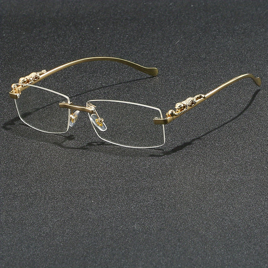 Rectangular Metal Rimless Anti-Blue Light Eyeglasses