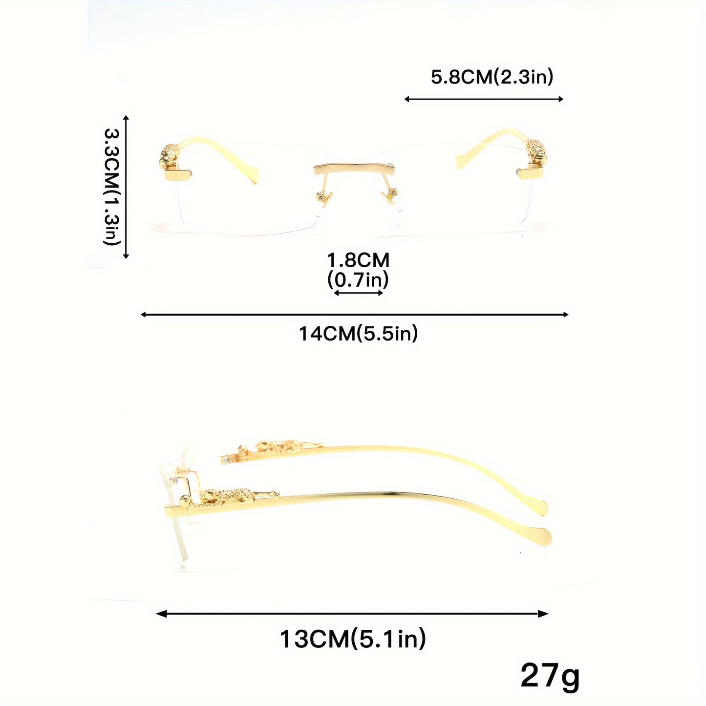 Rectangular Metal Rimless Anti-Blue Light Eyeglasses