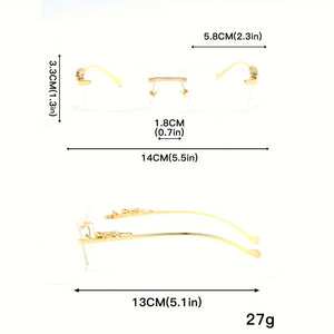 Rectangular Metal Rimless Anti-Blue Light Eyeglasses