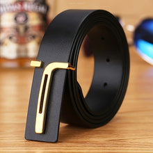 Load image into Gallery viewer, Men&#39;s Leather Belt with Letter Alloy Buckle
